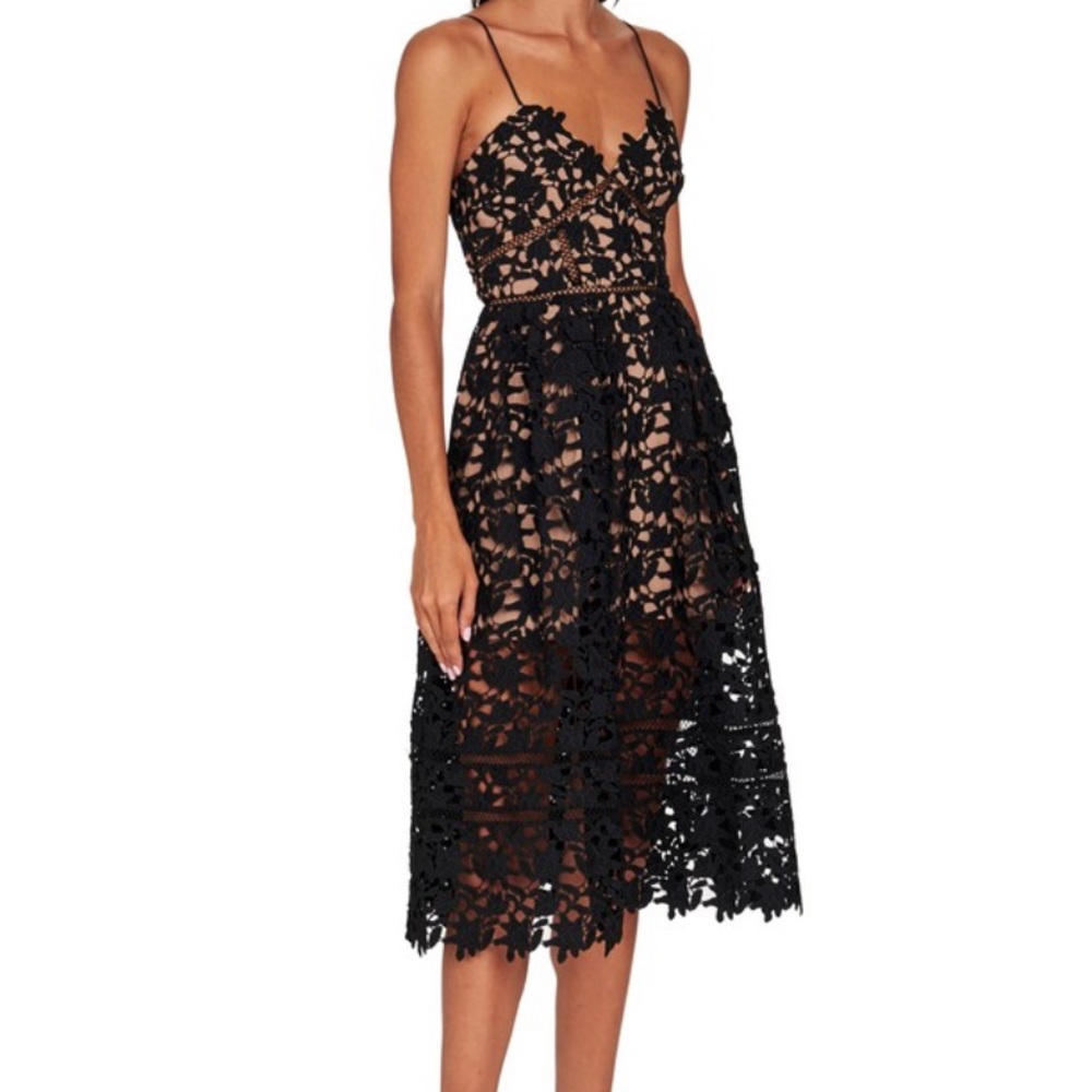 Self-Portrait Black Lace Midi Dress